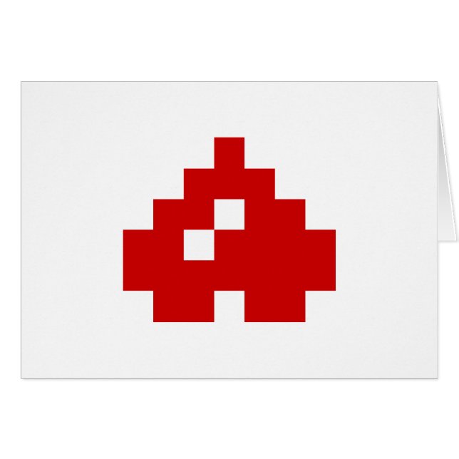 Upside Down 8 Bit Pixel Heart Card (Front Horizontal)