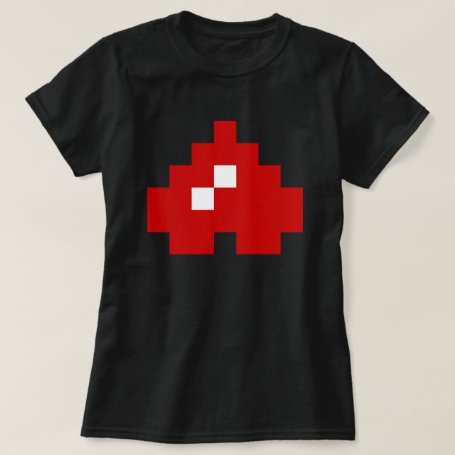 Upside Down 8 Bit Pixel Heart T-Shirt (Design Front)