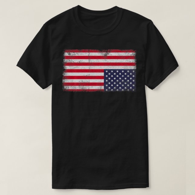 Upside Down American Flag Distress United States U T-Shirt (Design Front)