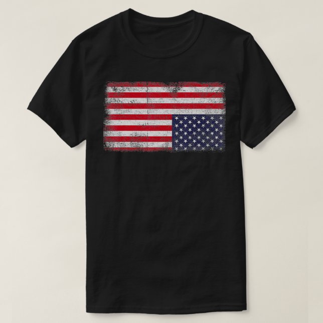 Upside Down American Flag Distress United States U T-Shirt (Design Front)