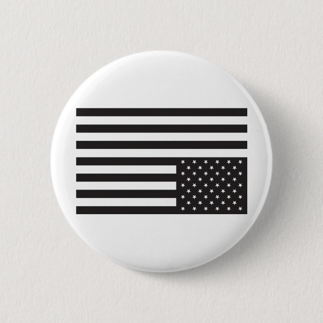 Upside Down American Flag in Black. 6 Cm Round Badge (Front)