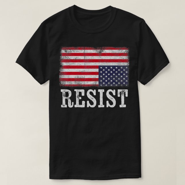 Upside Down American Flag Resist Distress United S T-Shirt (Design Front)