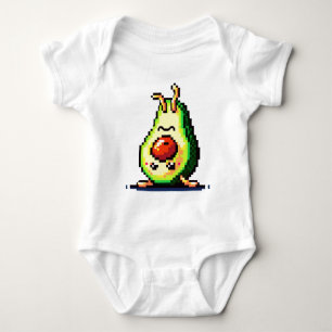 Upside-Down Avocado - Funny Pixel Art Food Design Baby Bodysuit