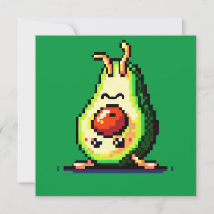 Upside-Down Avocado - Funny Pixel Art Food Design Invitation
