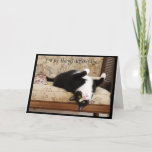 Upside Down Black and White Cat Card<br><div class="desc">Have a loved one or dear friend who always sees life a little differently than anyone else? Tell them how much you appreciate that quality. Wonderful card for your spouse,  close relative,  best friend's birthday,  or Valentine's Day.</div>