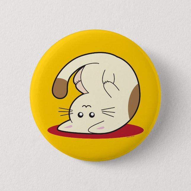 Upside Down Cat 6 Cm Round Badge (Front)