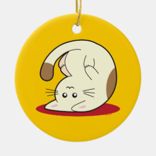 Upside Down Cat Ceramic Ornament