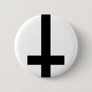 Upside Down Cross 6 Cm Round Badge