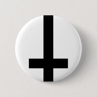 Upside Down Cross 6 Cm Round Badge
