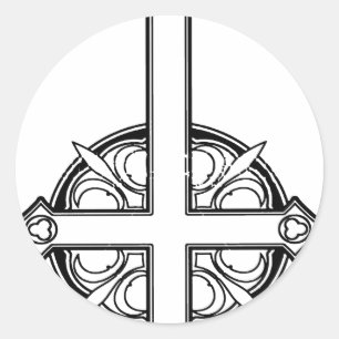 Upside Down Cross Pattern Classic Round Sticker
