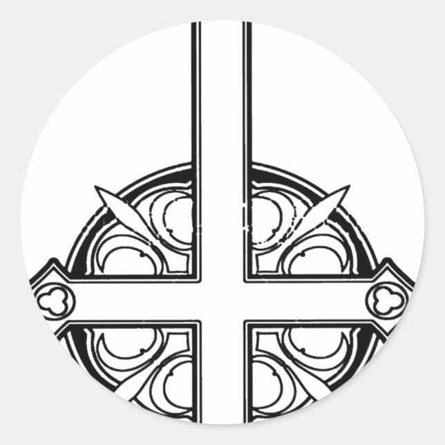 Upside Down Cross Pattern Classic Round Sticker (Front)