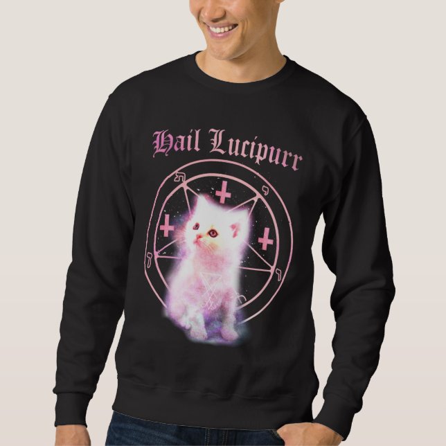 Upside Down Crosses & Pentagram Kitten Sweatshirt (Front)