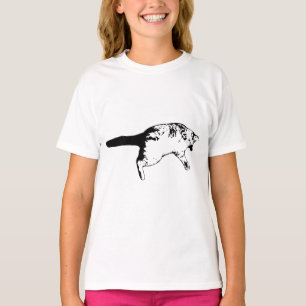Upside-Down Curiosity in Monochrome T-Shirt
