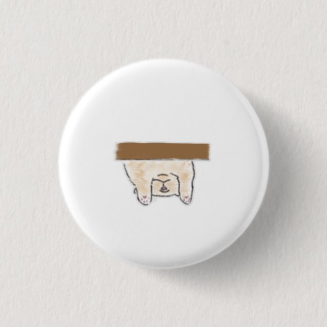 Upside Down Hanging Beige Cat Personalised Gift 3 Cm Round Badge (Front)