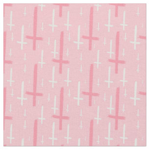 upside down inverted cross pastel pink fabric