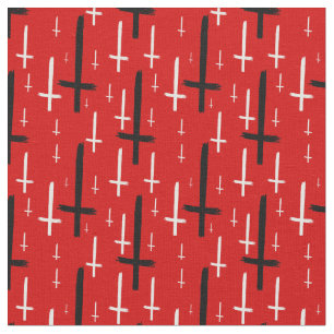  upside down inverted cross red black fabric