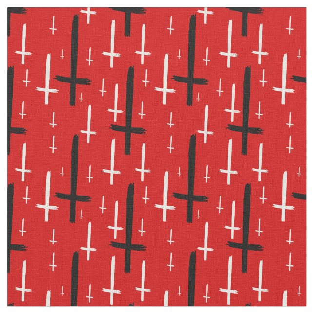  upside down inverted cross red black fabric (Close Up)