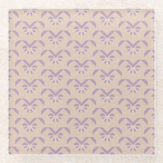 Upside down lavender pattern glass coaster (Front)