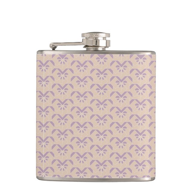 Upside down lavender pattern hip flask (Front)