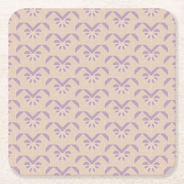 Upside down lavender pattern square paper coaster (Front)