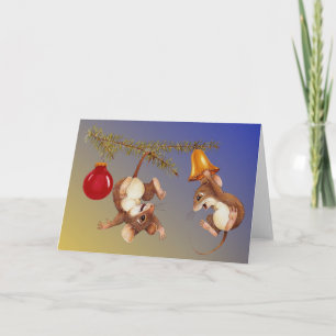 Upside Down Mice Christmas Card (Blank)