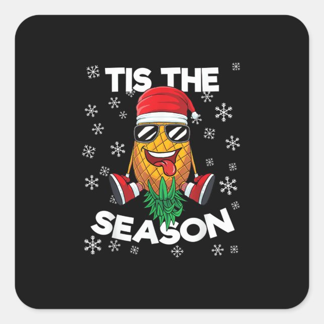 Upside Down Pineapple Santa Tis Season Christmas S Square Sticker (Front)