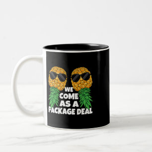 Upside Down Pineapple Swinger Couple Package Deal Two-Tone Coffee Mug