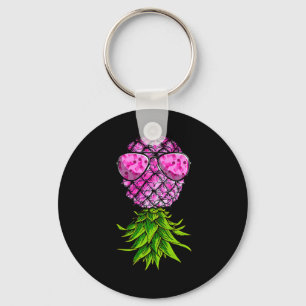 Upside Down Pink Ribbon Breast Cancer Awareness Key Ring