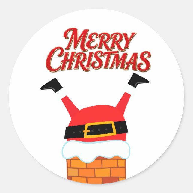 Upside Down Santa Classic Round Sticker (Front)