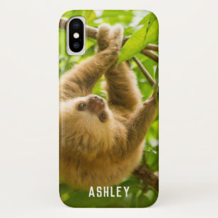 Upside Down Sloth   Add Your Name iPhone X Case