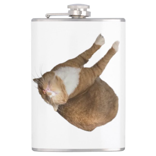 Upside-Down Sunshine Cat Hip Flask (Front)