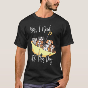 Upside Down Umbrella Filled With Dogs Animal T-Shirt