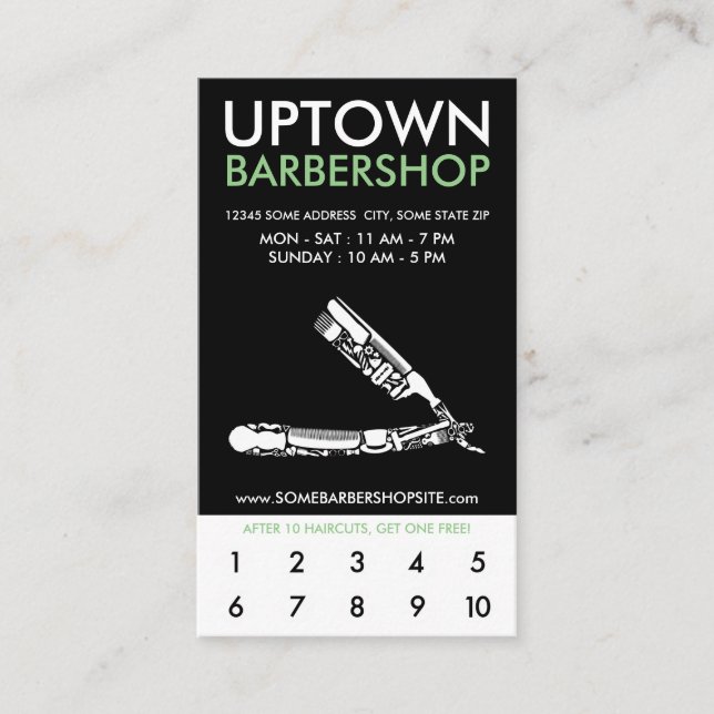 uptown barbershop icons coupon loyalty card (Front)