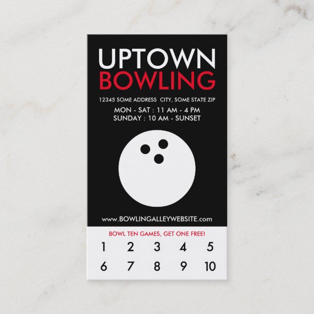 uptown bowling loyalty card (Front)