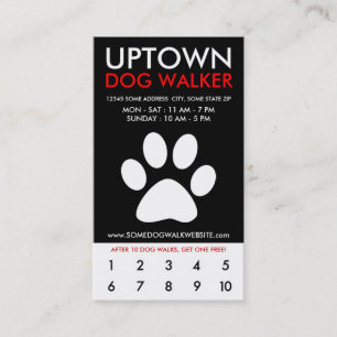 uptown dog walker loyalty card