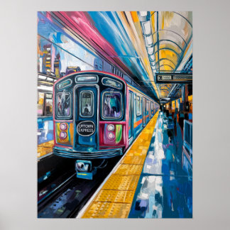 Uptown Express Subway Impasto Poster