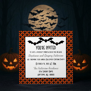 Uptown Glam Bats Halloween Party Invite
