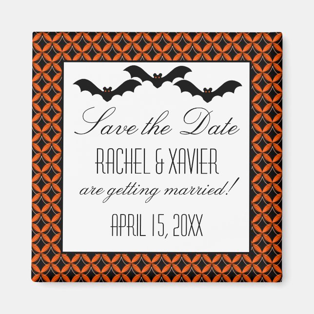 Uptown Glam Bats Halloween Save the Date Magnet (Front)