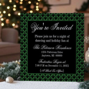 Uptown Glam Holiday Party Invitation, Dark Green Invitation