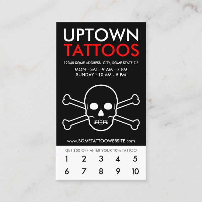 uptown tattoos loyalty card (Front)