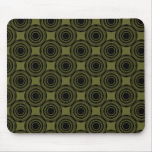 Uptown Trendy Circles Mousepad, Olive Green Mouse Pad