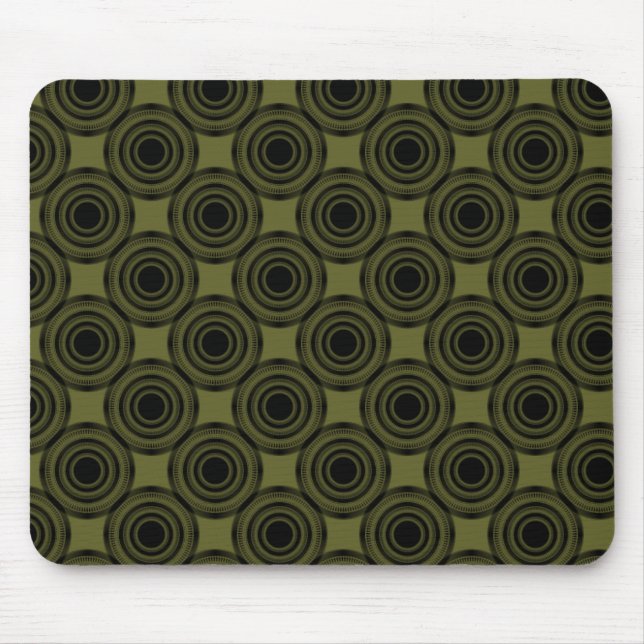 Uptown Trendy Circles Mousepad, Olive Green Mouse Pad (Front)