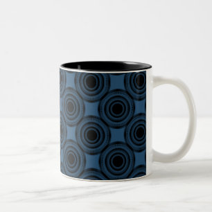 Uptown Trendy Circles Mug, Royal Blue Two-Tone Coffee Mug