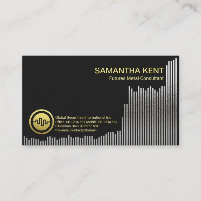 Uptrend Metal Futures Share Graph Financial Business Card (Front)
