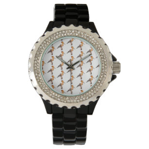 Upupa epops epops Tiled Pattern Watch