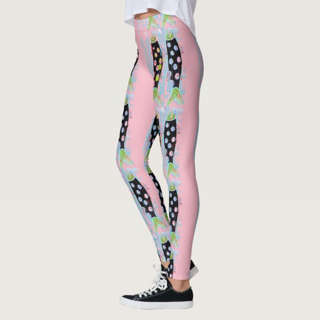 upward migrating fish Thunder_Cove pink Leggings (Left)