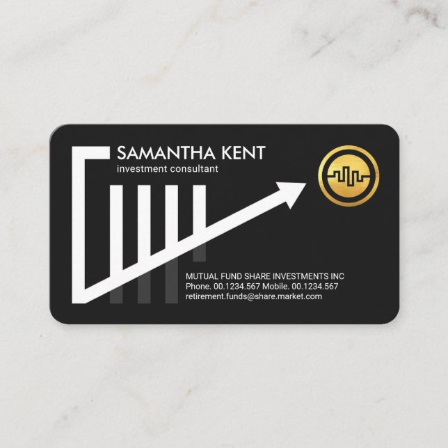 Upwards Trend Share Graph Financial Business Card (Front)