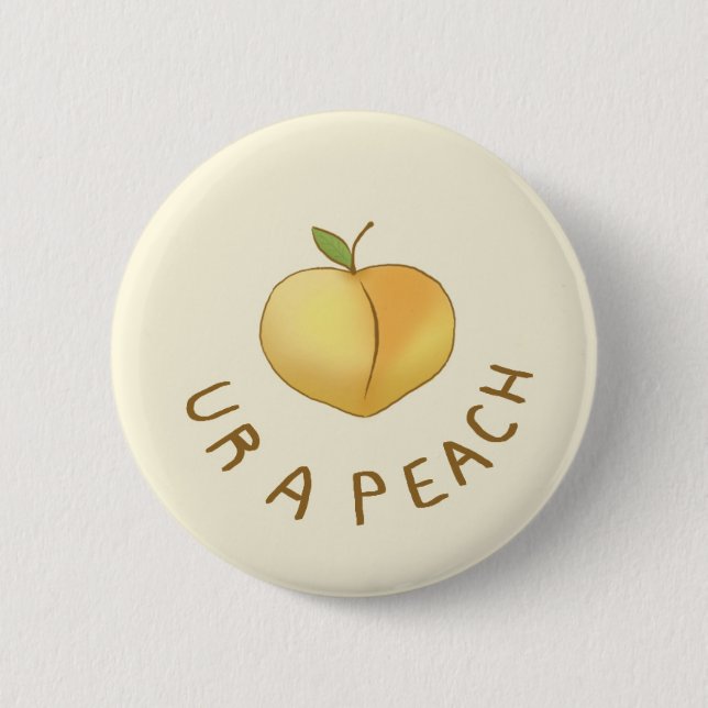 ur has peach 6 cm round badge (Front)