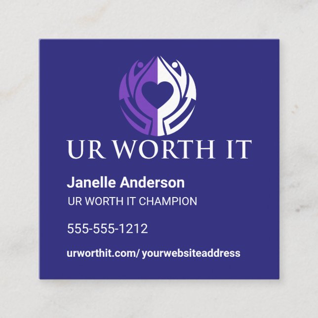 UR WORTH IT Referral Card Blue Square (Front)