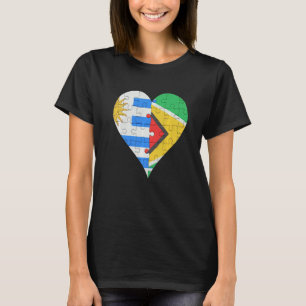 Uraguyan Guyanese Flag Heart T-Shirt
